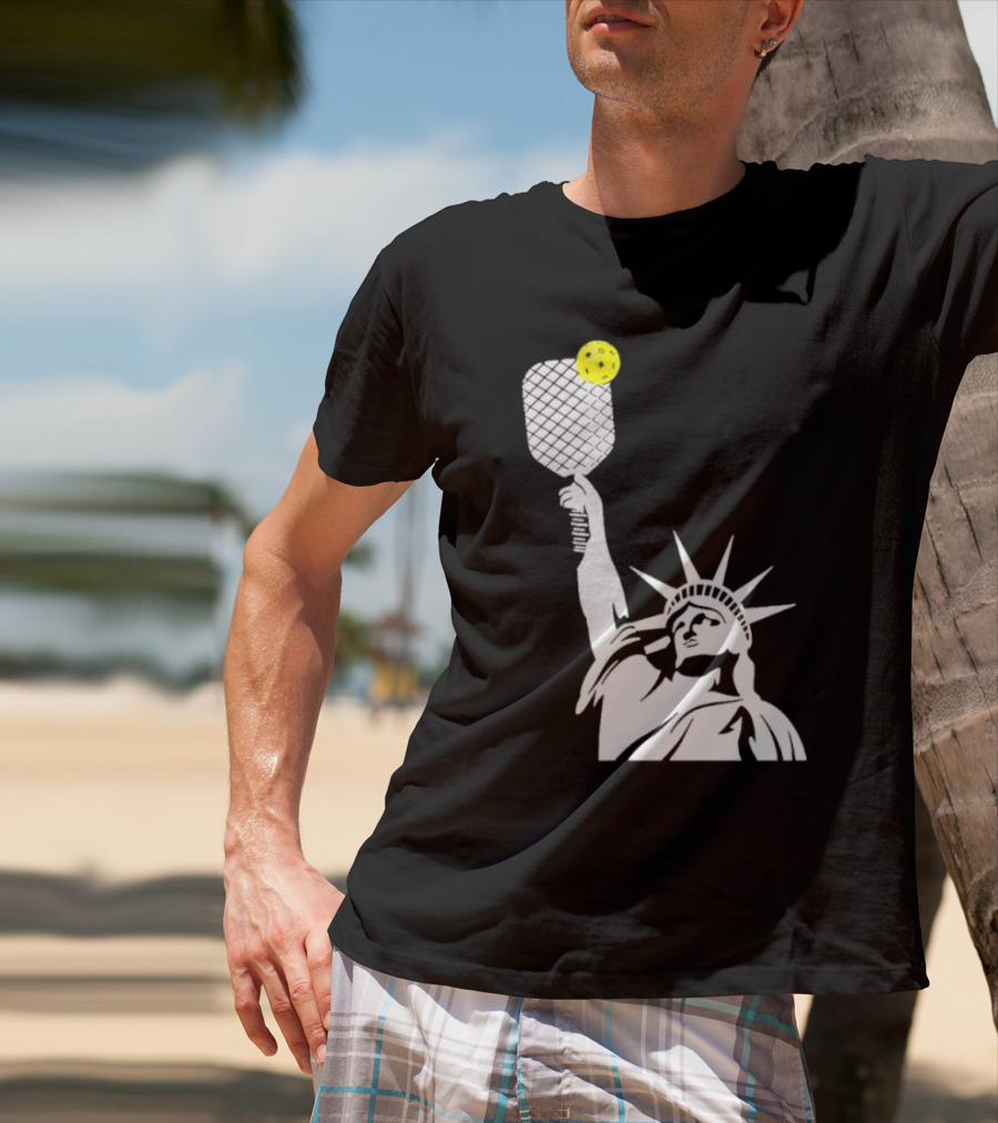 Statue Of Liberty With Pickleball Paddle And Ball T-Shirt
