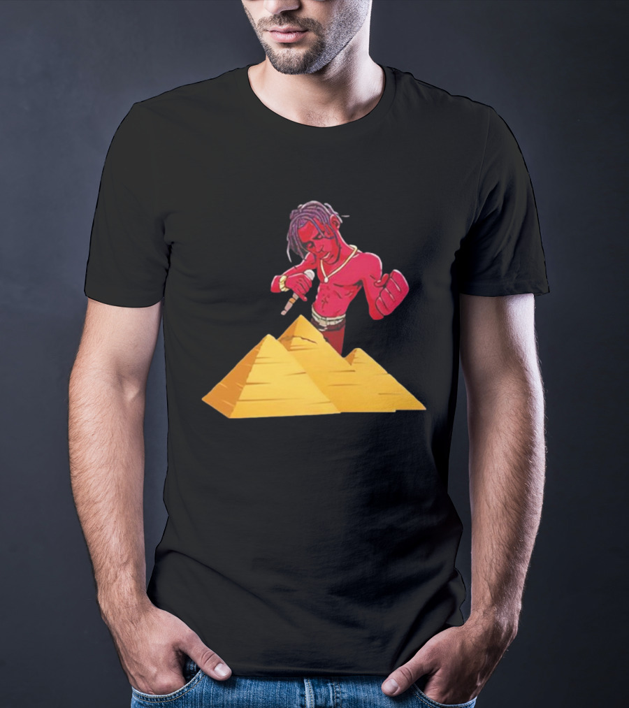 Travis Scott Pyramids Cartoon Red Figure Pyramid T-Shirt
