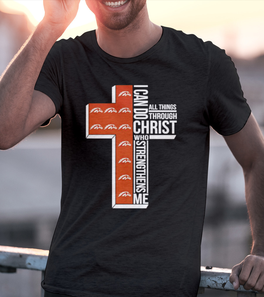 Western Michigan Broncos I Can Do All Things Through Christ Who Strengthens Me Cross T-Shirt