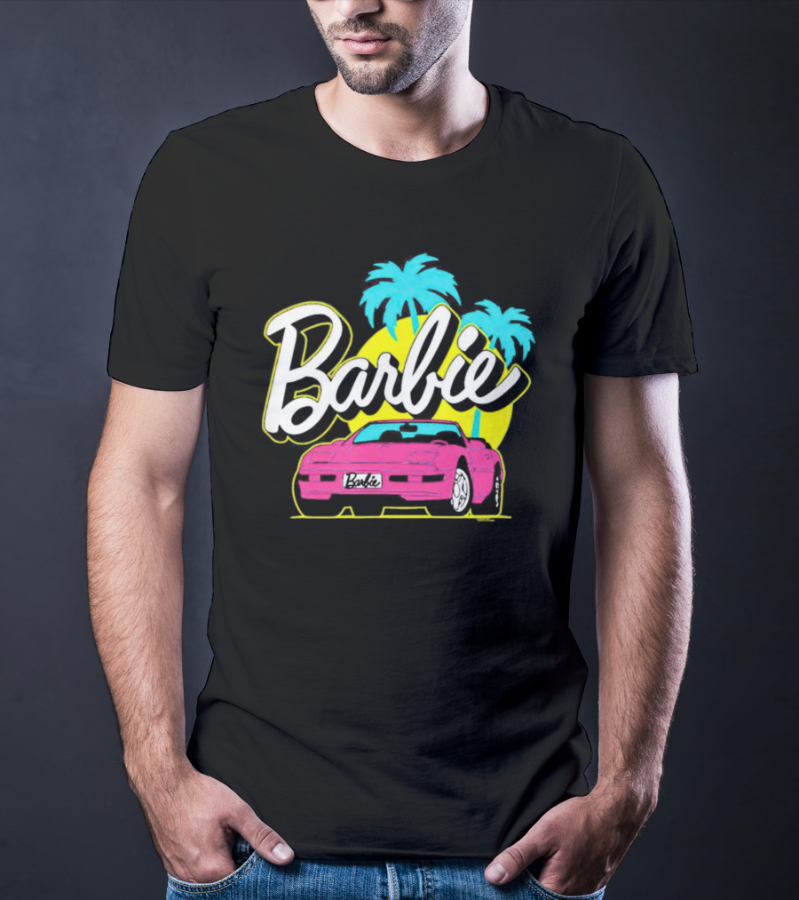 Barbie Malibu Pink Car And Palm Trees T-Shirt