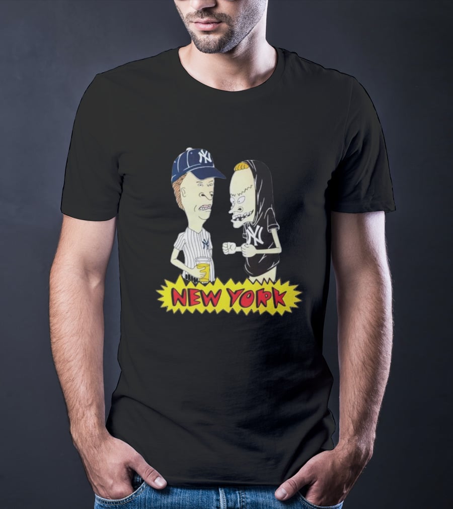 Beavis And Butt-Head New York Yankees Cartoon Characters In Baseball Gear T-Shirt