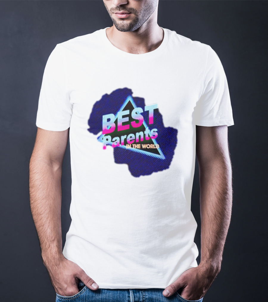 BEST Parents IN THE WORLD Retro Neon Triangle T-Shirt