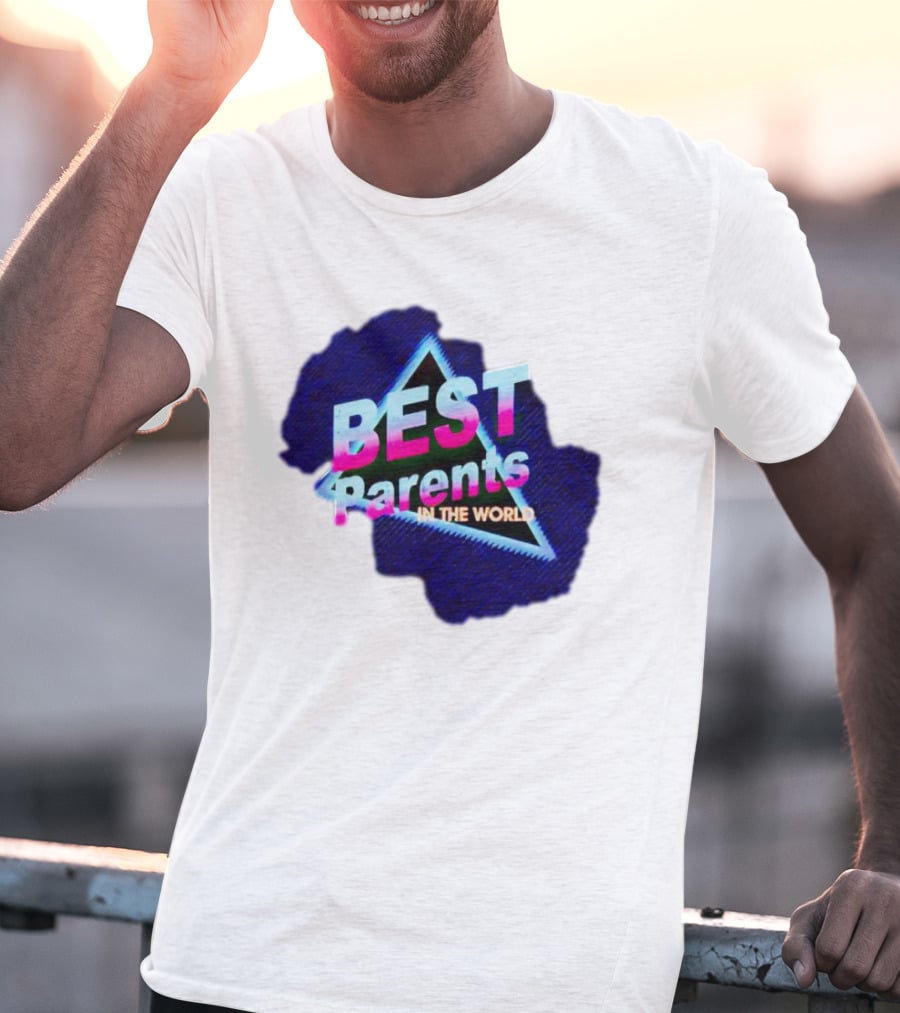 BEST Parents IN THE WORLD Retro Neon Triangle T-Shirt