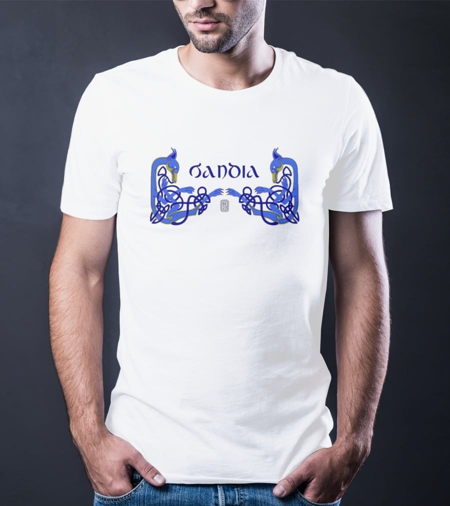 Oandia Celtic Symbolic Blue Canine Myth Figures T-Shirt