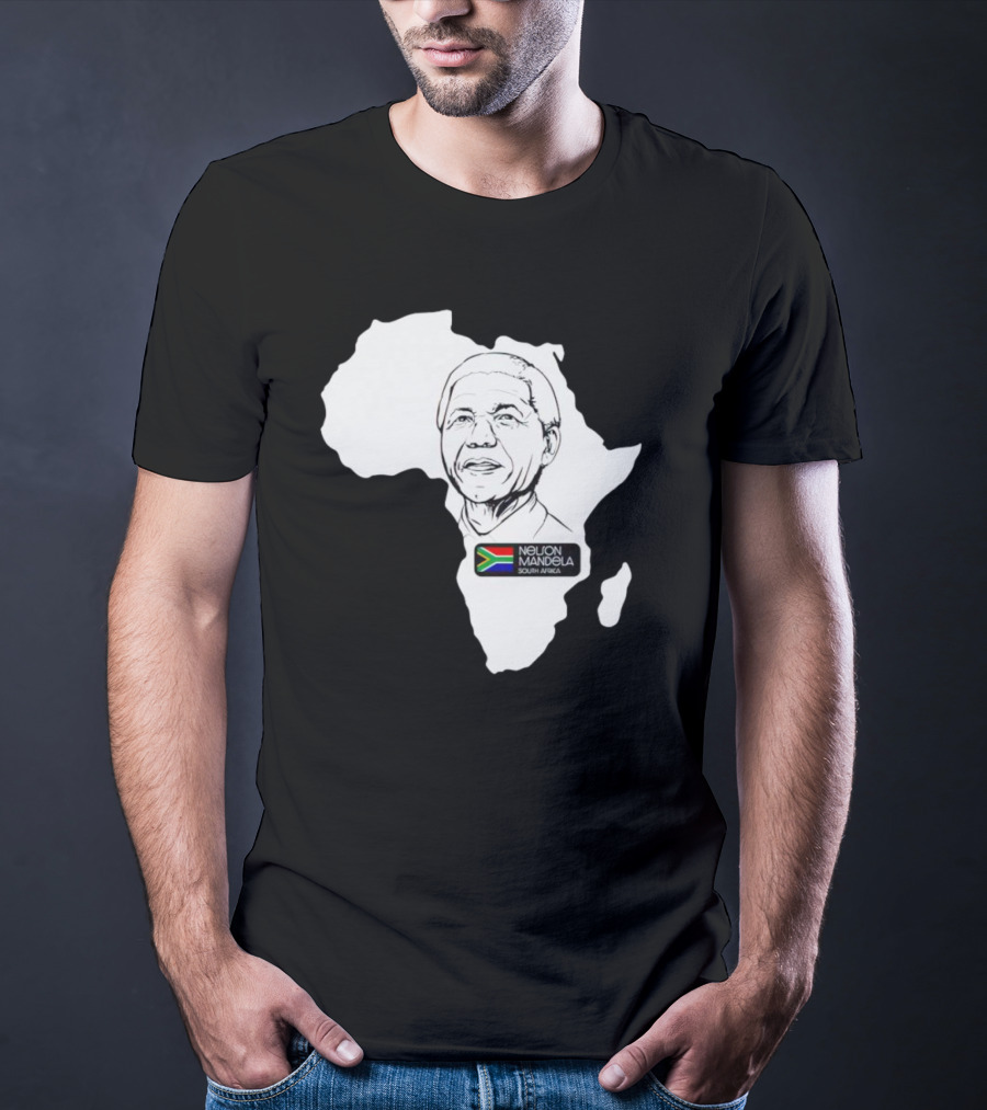 Nelson Mandela South Africa Flag Map T-Shirt
