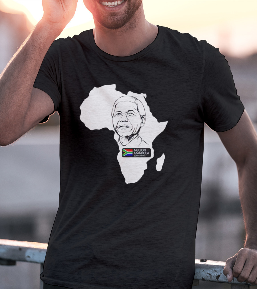 Nelson Mandela South Africa Flag Map T-Shirt