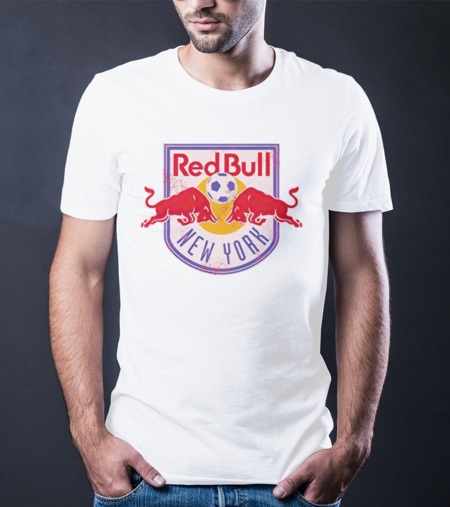 New York Red Bull Soccer Badge With Charging Bulls And Soccer Ball T-Shirt