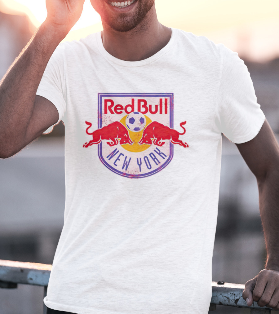 New York Red Bull Soccer Badge With Charging Bulls And Soccer Ball T-Shirt