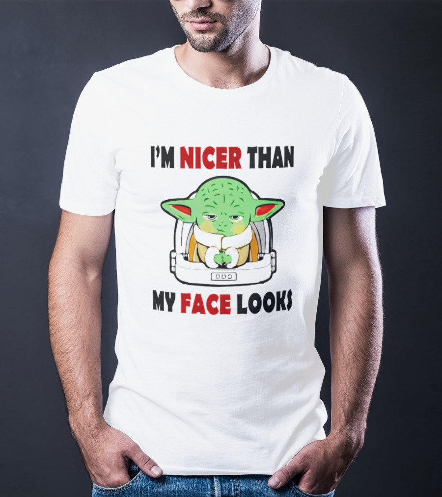 Baby Yoda I'm Nicer Than My Face Looks Grogu Helmet T-Shirt