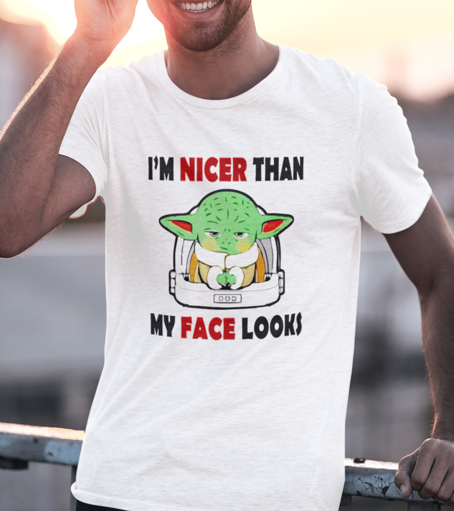 Baby Yoda I'm Nicer Than My Face Looks Grogu Helmet T-Shirt