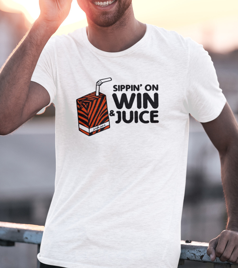 Cincinnati Bengals Sippin’ On Win And Juice With Tiger Stripes Box T-Shirt