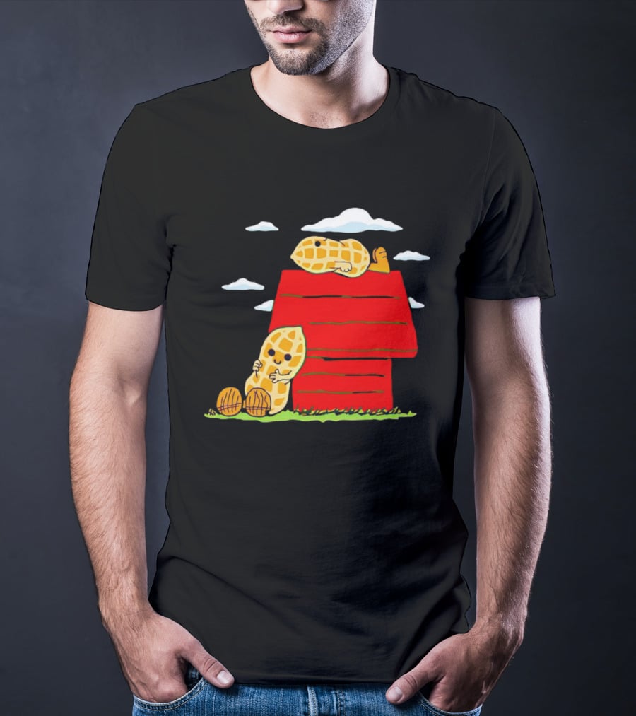 Peanuts Mashup Snoopy Red House Peanut Characters On Doghouse T-Shirt
