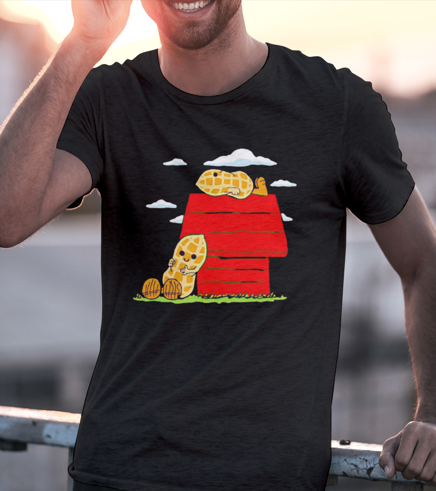 Peanuts Mashup Snoopy Red House Peanut Characters On Doghouse T-Shirt