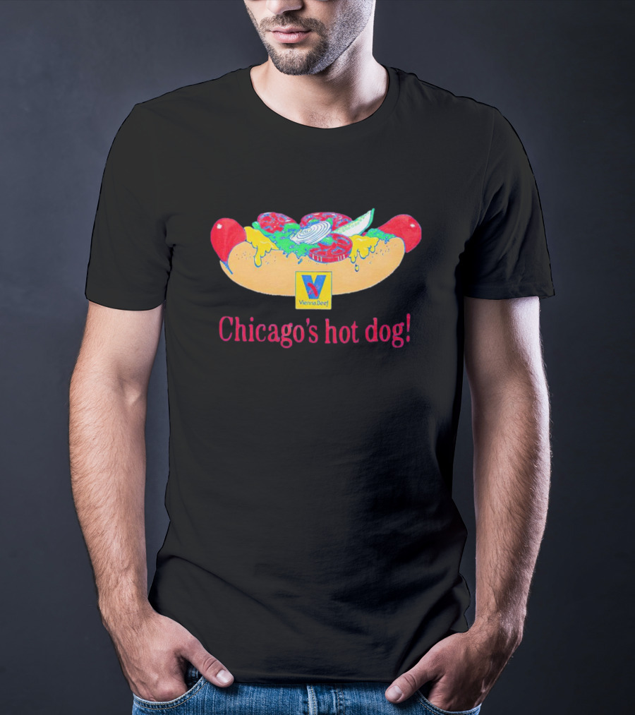 Vienna Beef Chicago's Hot Dog With Iconic Logo And Toppings T-Shirt