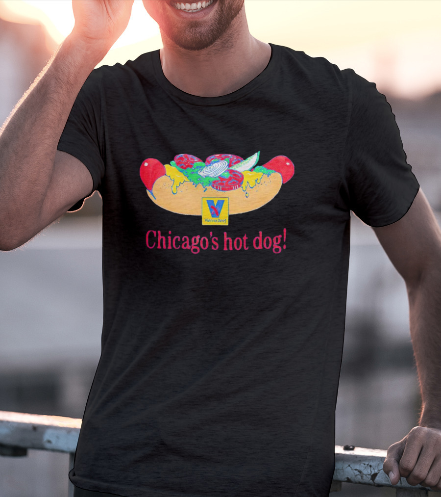 Vienna Beef Chicago's Hot Dog With Iconic Logo And Toppings T-Shirt