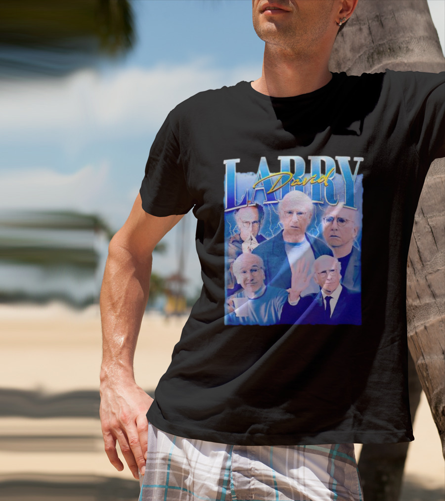 Larry David Collage Blue Lightning T-Shirt
