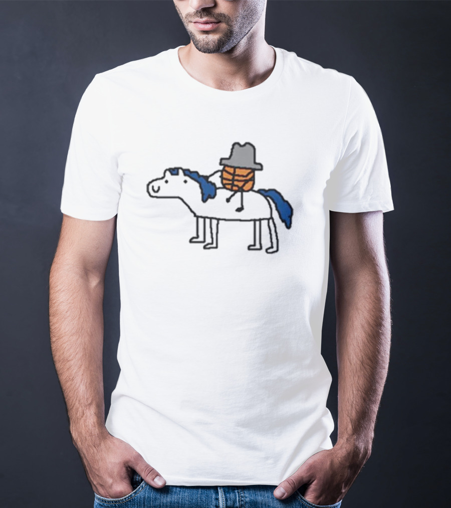 Mavs Cowboy Basketball Riding Blue-Mane Horse T-Shirt