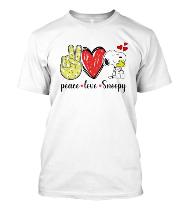 Peace Love Snoopy Hug Woodstock T-Shirt