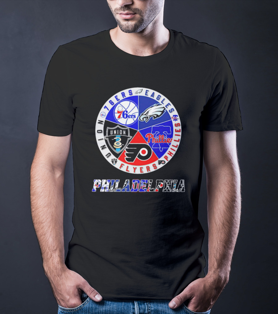 Philadelphia 76ers Eagles Phillies Flyers Union Sports Teams T-Shirt