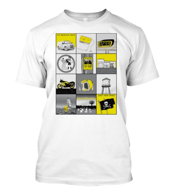 The Mountain Goats Jenny From Thebes Album Art Collage With Van Cassette Clock Sports Motorcycle Tree Water Tower Pirate Ship T-Shirt