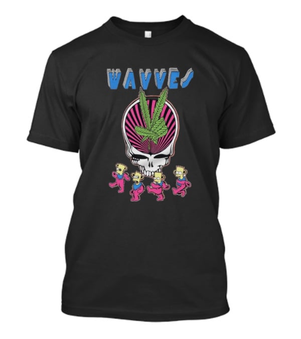 Wavves Psychedelic Skull With Dancing Bart Figures T-Shirt