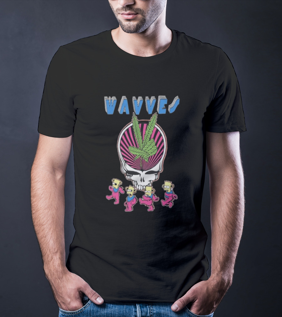 Wavves Psychedelic Skull With Dancing Bart Figures T-Shirt