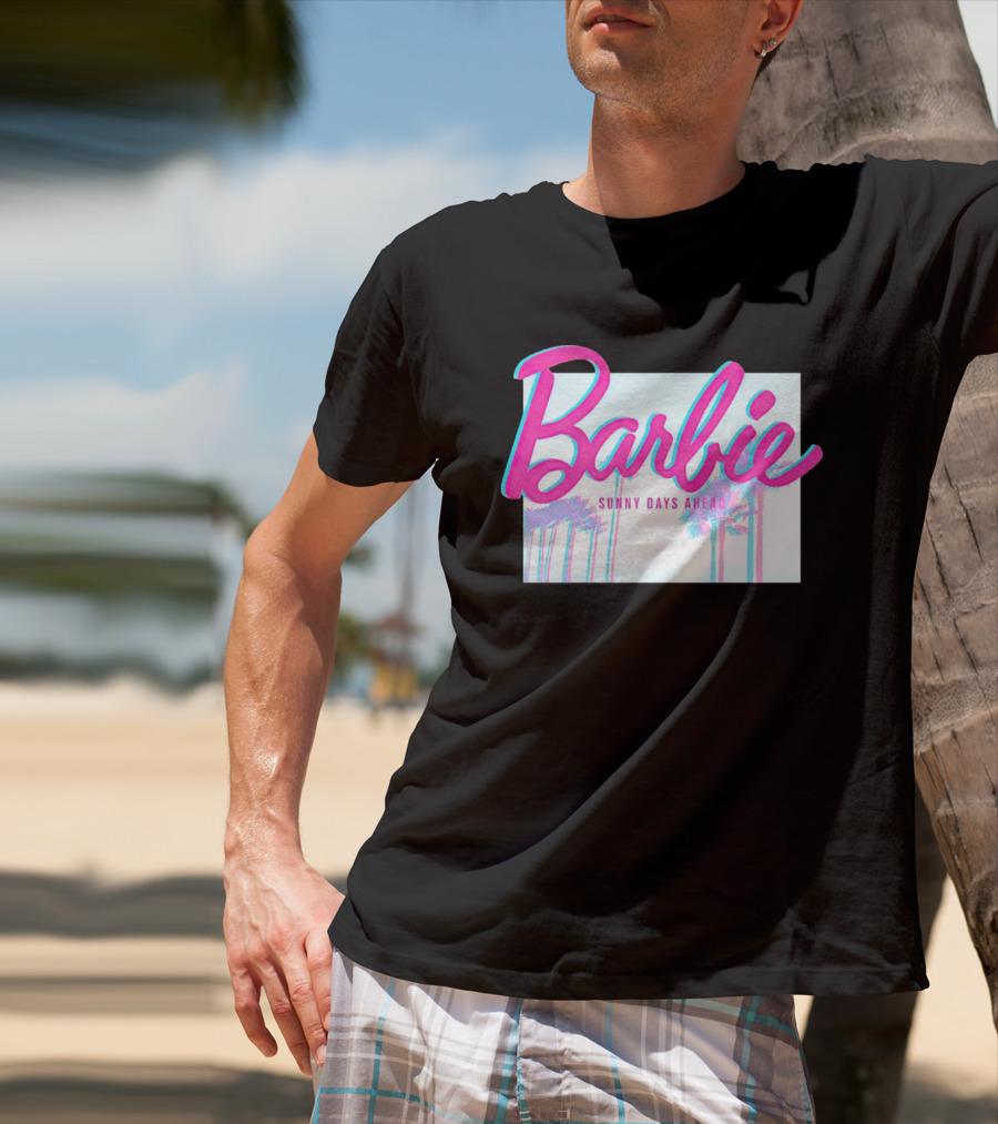 Barbie Sunny Days Ahead Palm Trees Vibrant 3D Text T-Shirt
