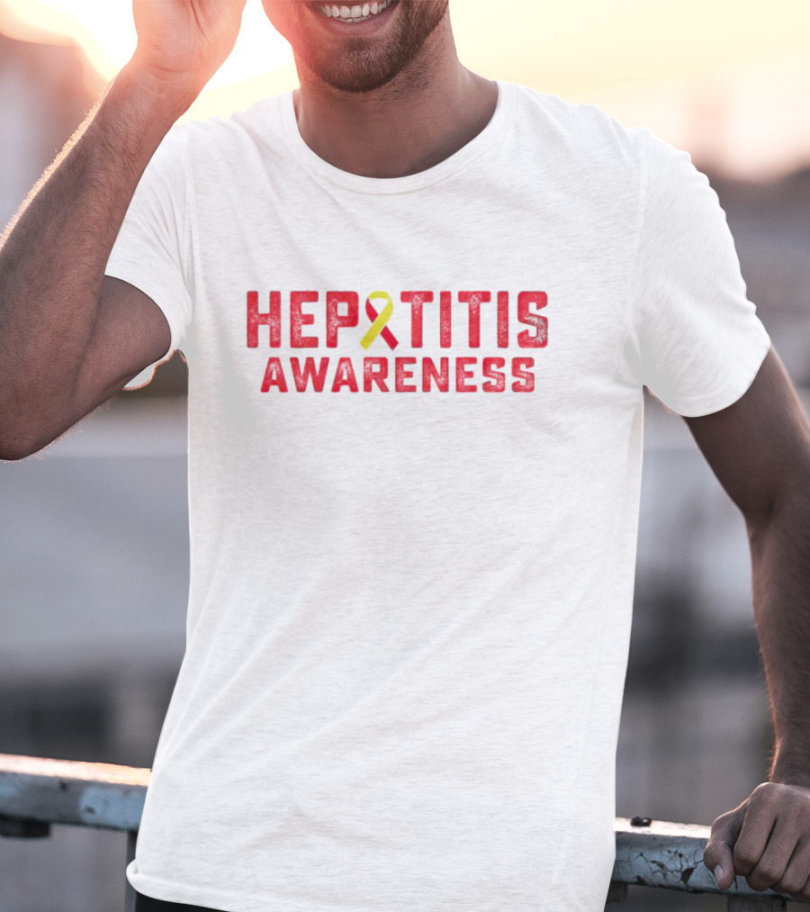 Hepatitis Awareness Red Text Yellow And Red T-Shirt