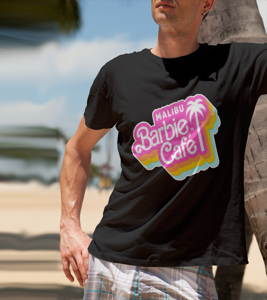 Malibu Barbie Cafe Colorful Retro Logo With Palm Tree T-Shirt