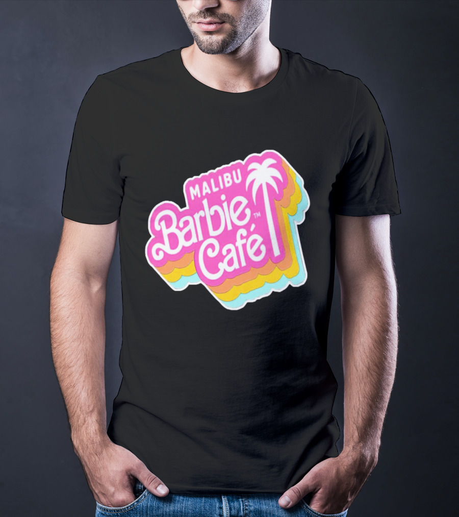 Malibu Barbie Cafe Colorful Retro Logo With Palm Tree T-Shirt
