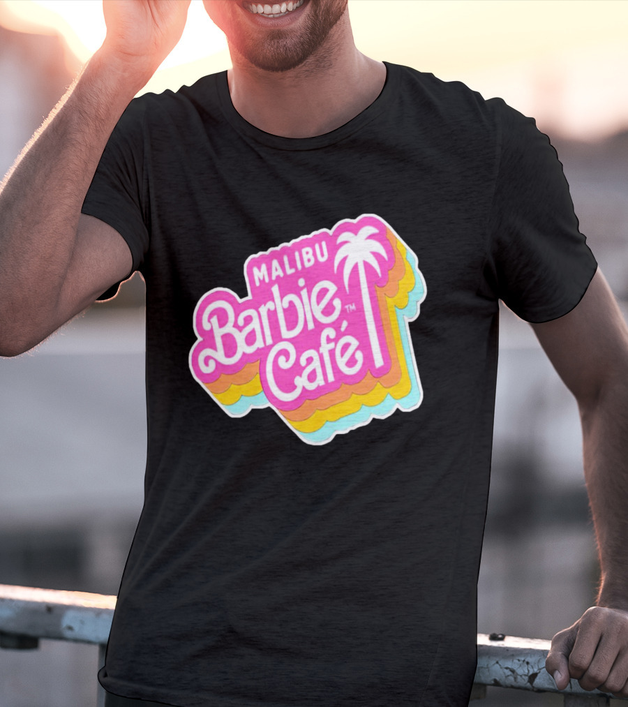 Malibu Barbie Cafe Colorful Retro Logo With Palm Tree T-Shirt