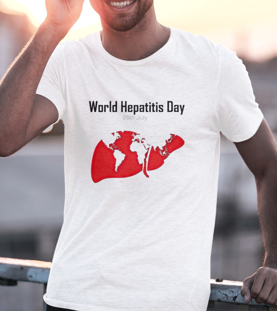 World Hepatitis Day 28th July Red Liver Map T-Shirt