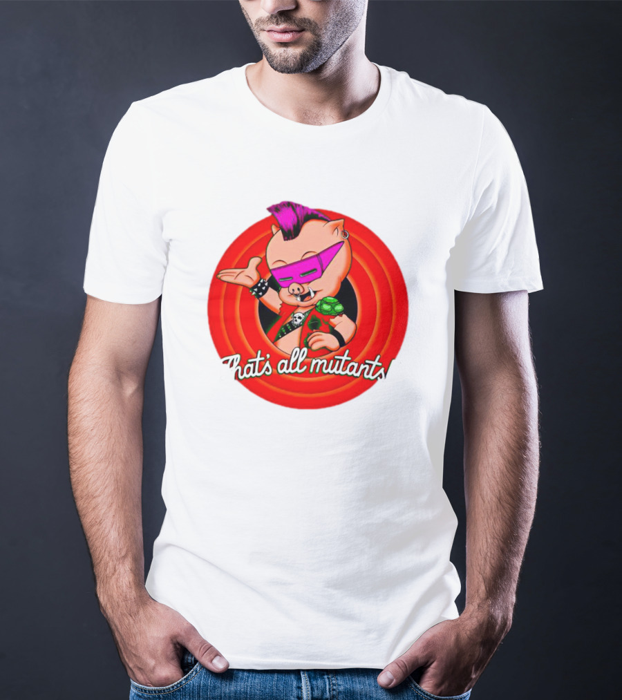 Bebop That's All Mutants Teenage Punk Pig Character In Red Circle T-Shirt