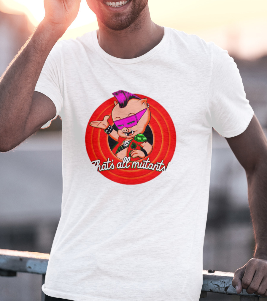 Bebop That's All Mutants Teenage Punk Pig Character In Red Circle T-Shirt