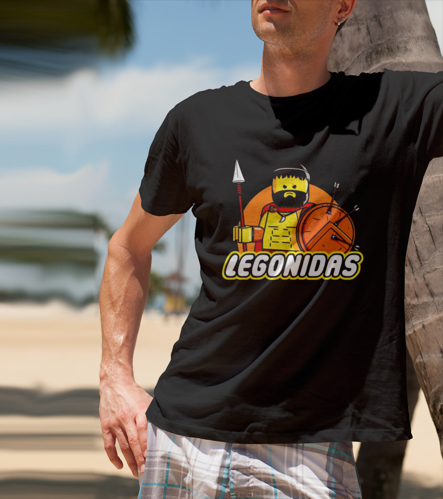 Lego Minifigure Legonidas Warrior Shield Spear T-Shirt