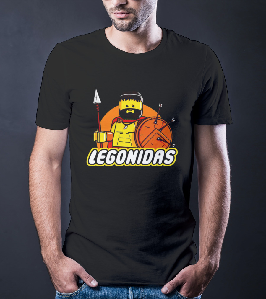 Lego Minifigure Legonidas Warrior Shield Spear T-Shirt