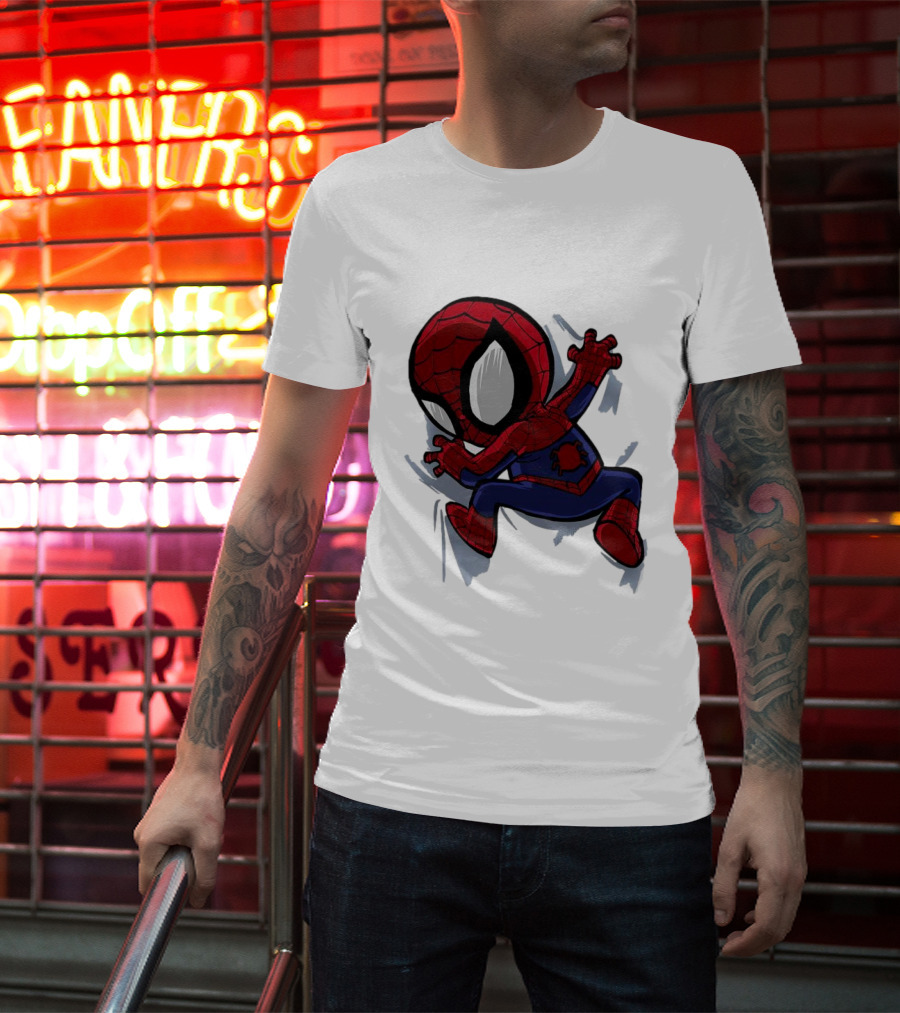 Portable Spider-Man Chibi Clinging Action T-Shirt