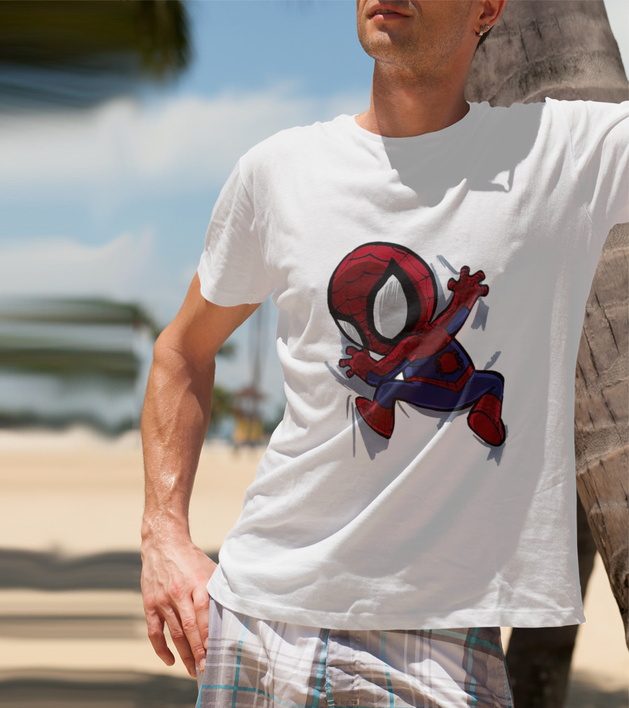 Portable Spider-Man Chibi Clinging Action T-Shirt