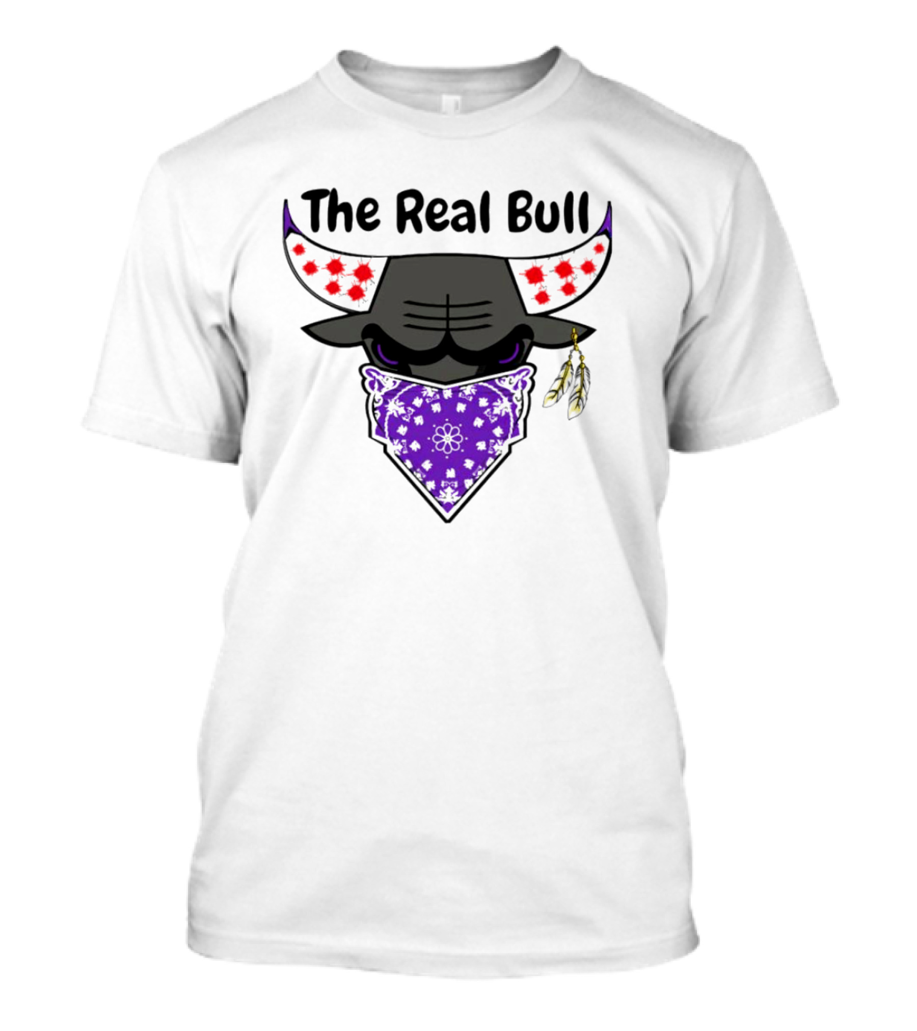 The Real Bull Purple Bandana Horns With Red Accents T-Shirt