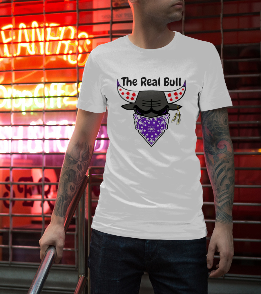 The Real Bull Purple Bandana Horns With Red Accents T-Shirt