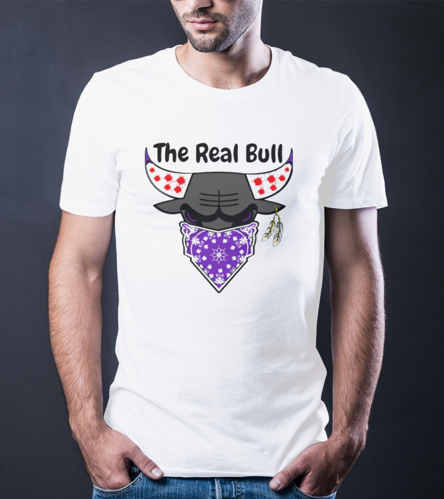 The Real Bull Purple Bandana Horns With Red Accents T-Shirt