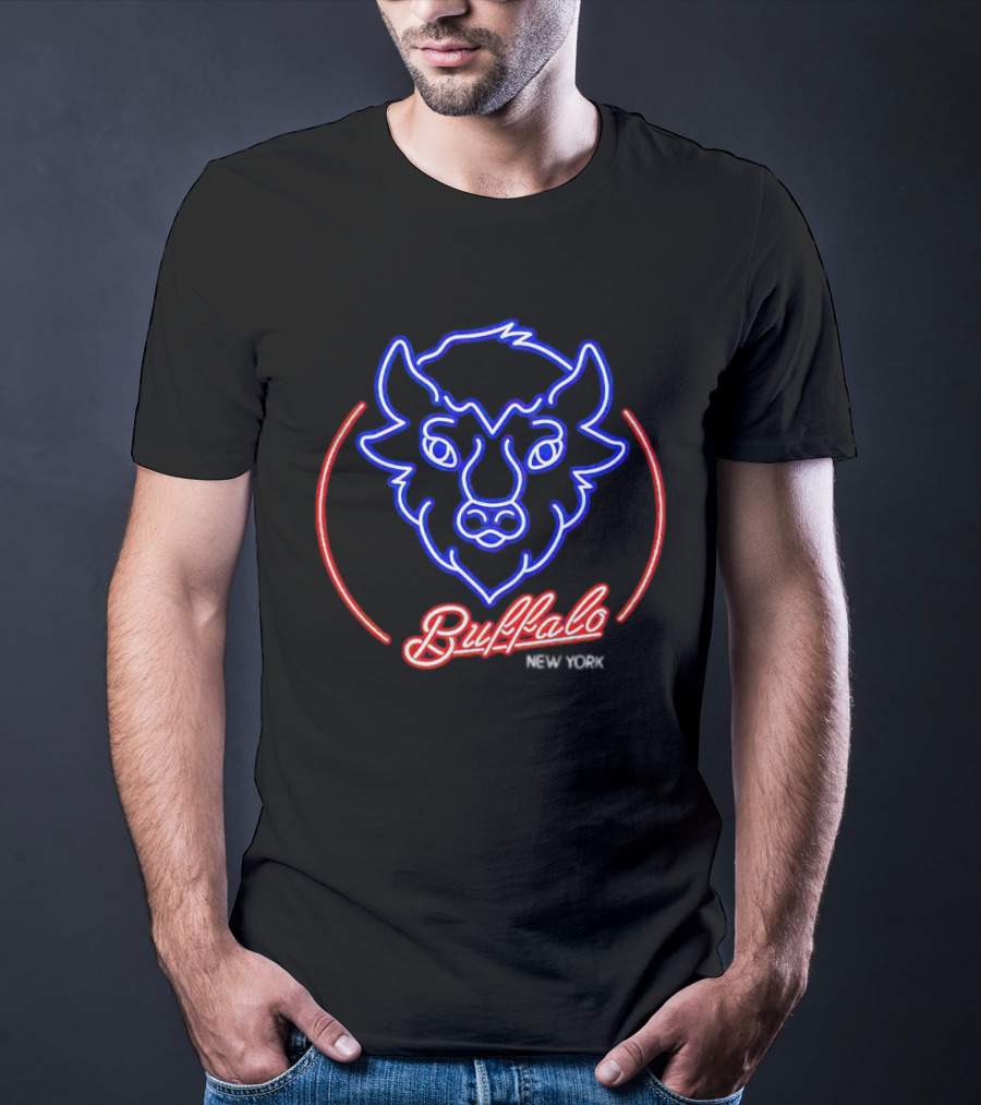 Buffalo New York Neon Bison Head T-Shirt