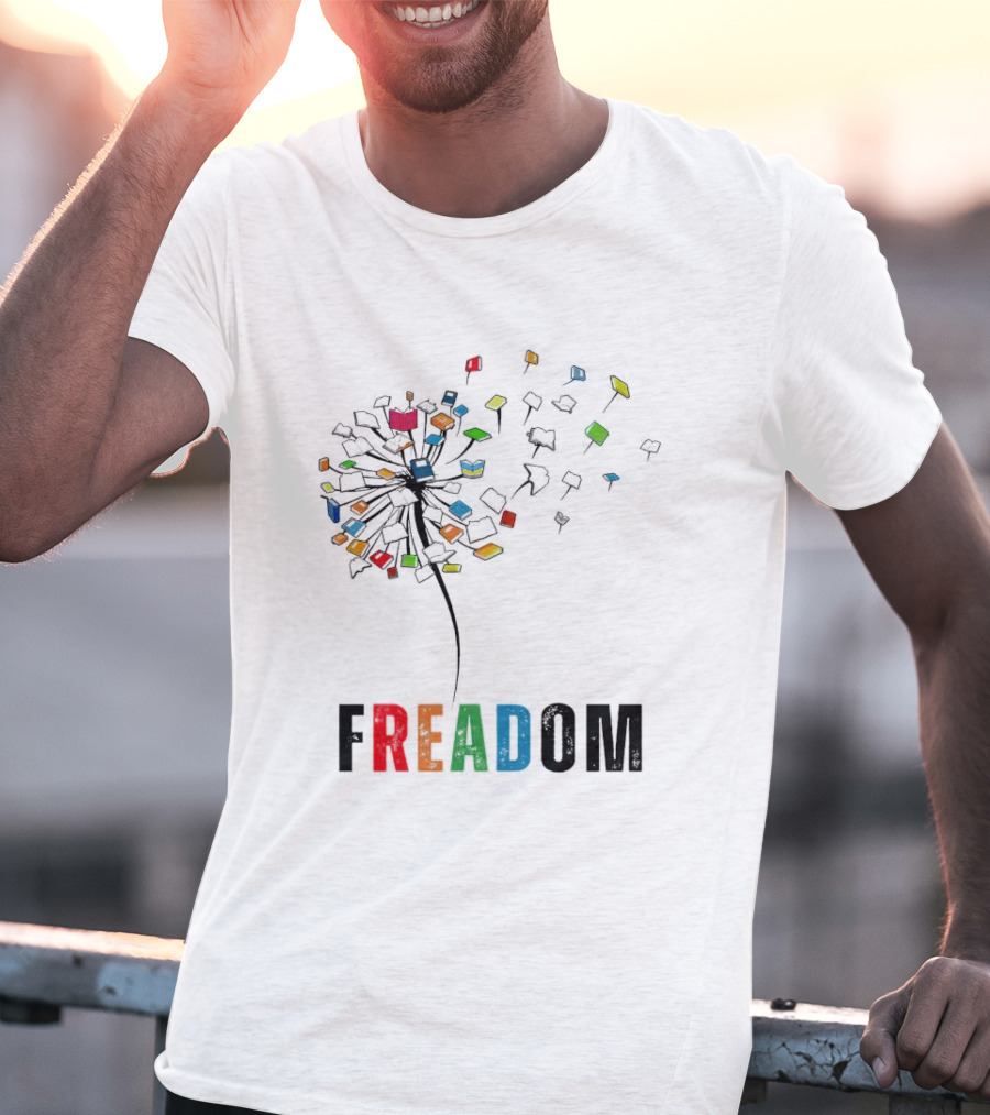 Dandelion Freadom Book Colorful Bloom T-Shirt