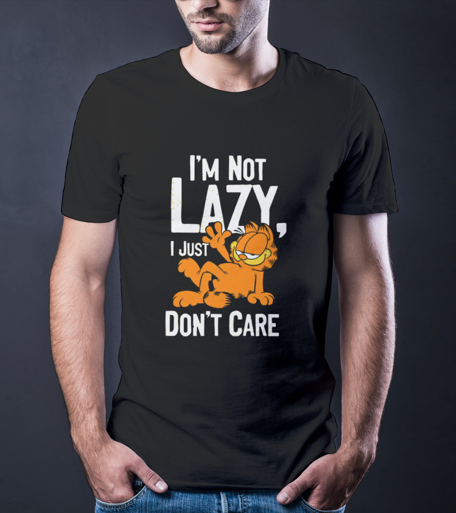 Garfield I'm Not Lazy I Just Don't Care Funny Cat Iconic Cartoon Character T-Shirt