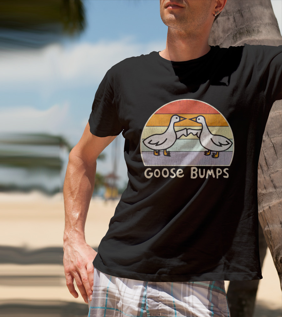Goose Bumps Retro High Five Geese Pastel Sunset Vintage T-Shirt
