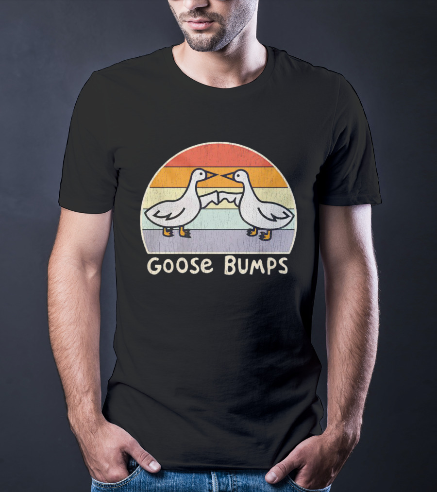 Goose Bumps Retro High Five Geese Pastel Sunset Vintage T-Shirt