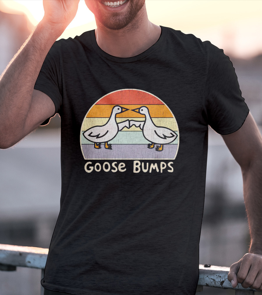 Goose Bumps Retro High Five Geese Pastel Sunset Vintage T-Shirt