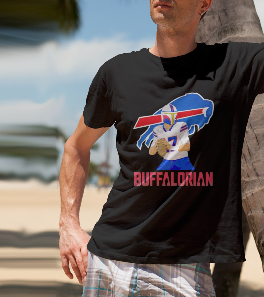 Buffalorian Josh Allen Buffalo Bills Mandalorian Helmet T-Shirt