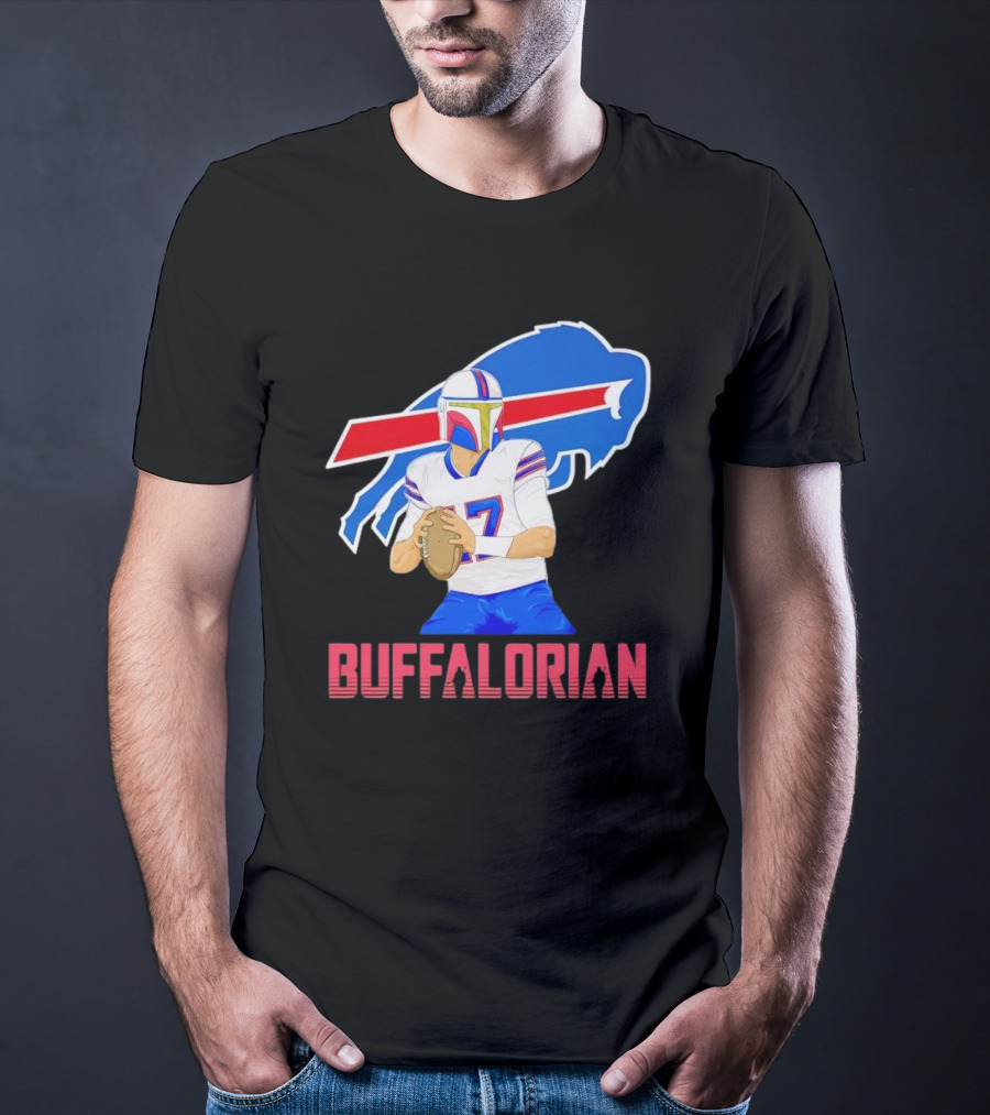 Buffalorian Josh Allen Buffalo Bills Mandalorian Helmet T-Shirt