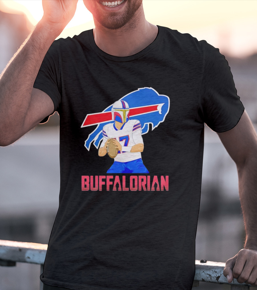Buffalorian Josh Allen Buffalo Bills Mandalorian Helmet T-Shirt